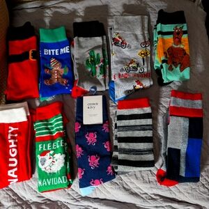 Novelty lot of Random Socks Fits Men's Shoe Size 6-12 (LOT OF 10)